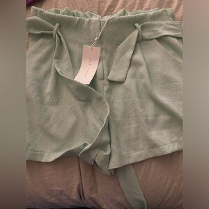 LUSH Front tie light seafoam green shorts with belt tie size L